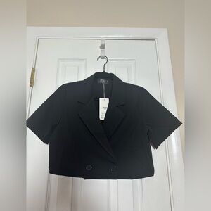 Black Short Sleeve Blazer